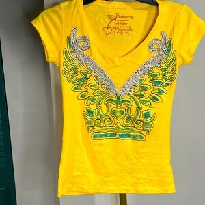Pinkberry NWT V Neck Top Tee T Shirt Yellow NWT S Small